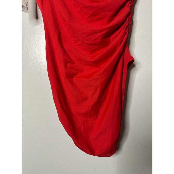 Lauren Ralph Lauren Women's Double-Strap One-Shoulder Red Swimsuit Size 8 NWT - Picture 11 of 13